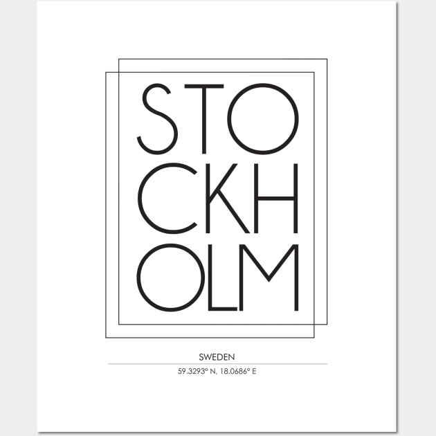 Stockholm city minimal typography 2 Wall Art by StudioGrafiikka